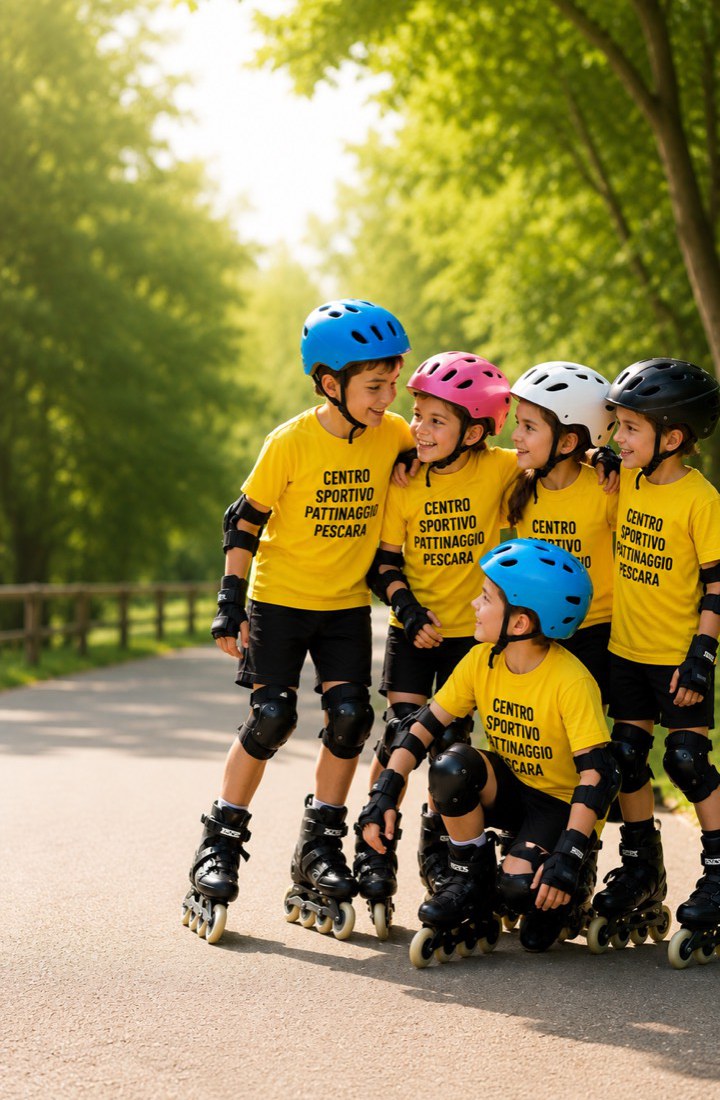 Gruppo di bambini CSPP Pescara insieme sui pattini